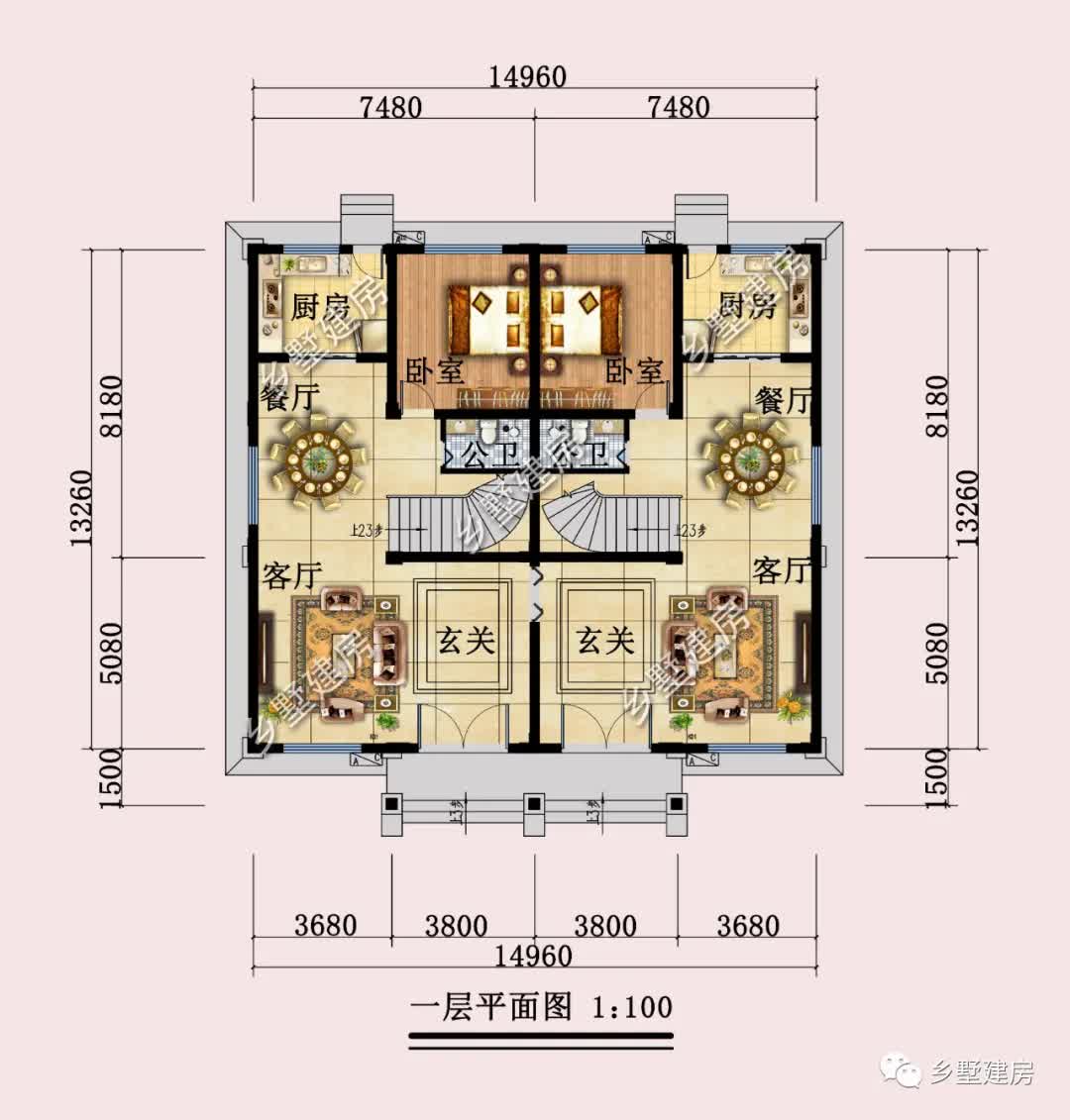 |14*13米农村三层双拼房，布局合理造价70万