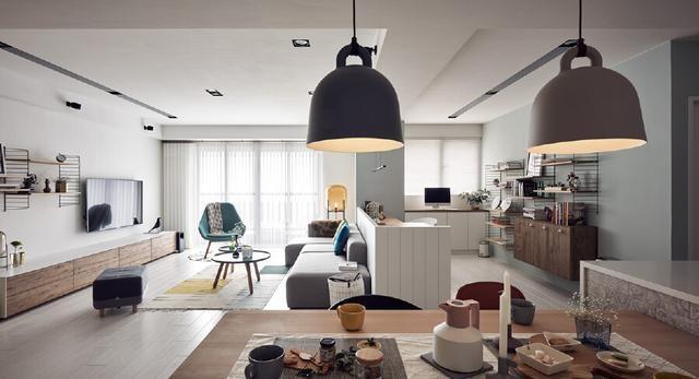 【】70平小户型，客厅后面藏书房，开放式厨房，使得空间敞亮透明