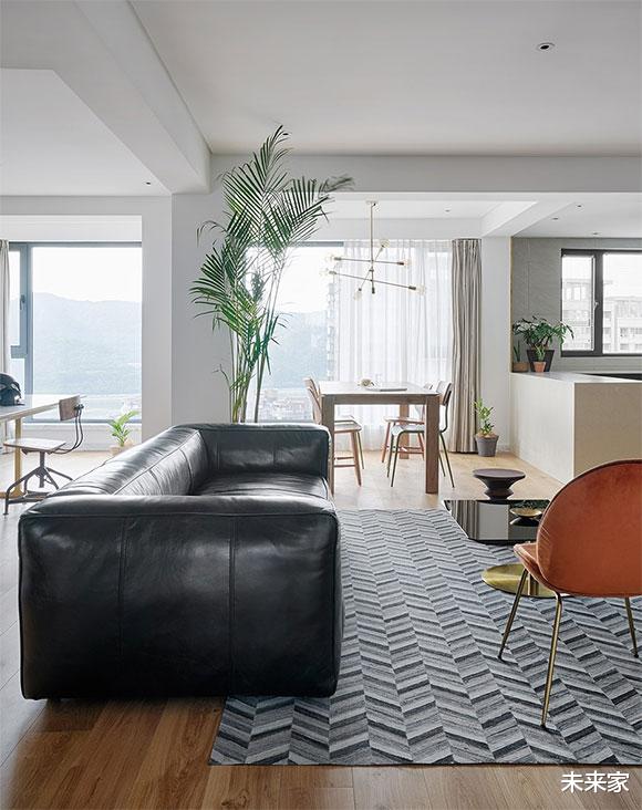 ▲大气又高级的小户型装修，开放式设计，北欧风混搭轻奢风堪称完美