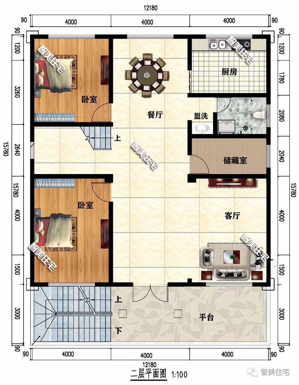 |12.1×14.5米农村别墅，带大商铺设计，同样很漂亮