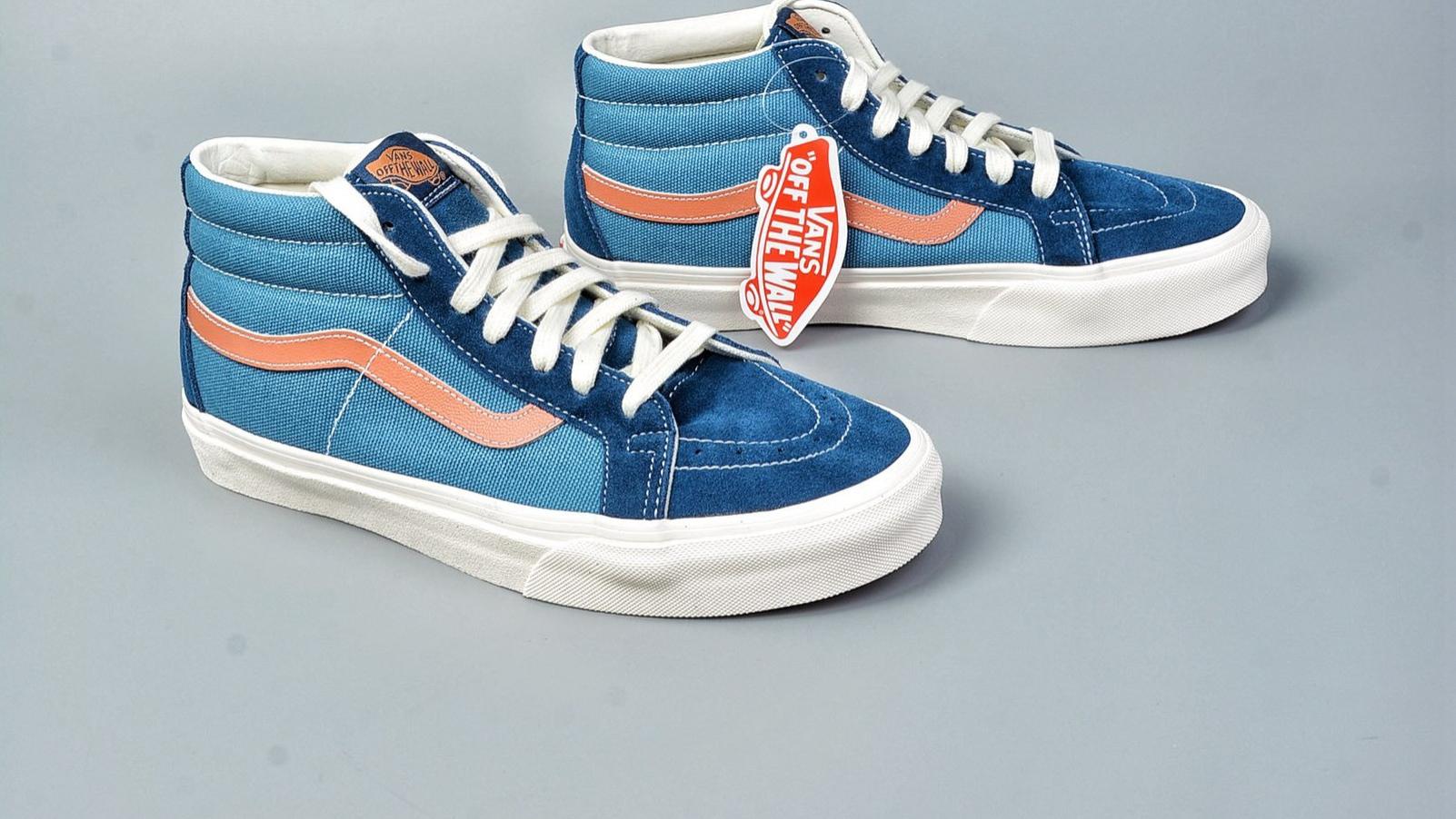 范斯vans sk8-mid 经典百搭蓝橘色