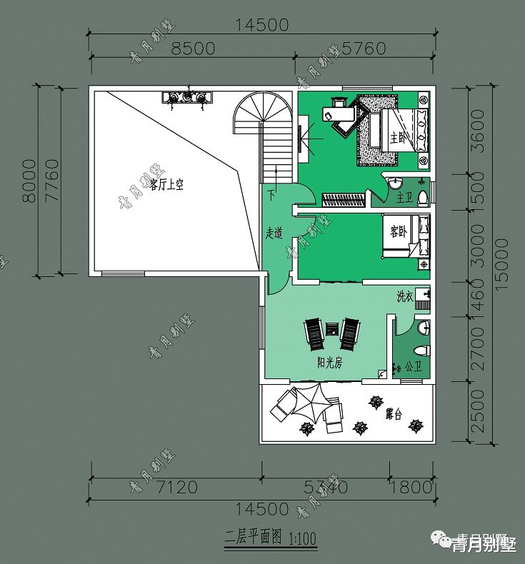 ：14.5×8米二层中式小别墅，大露台，尽享乡村田园生活