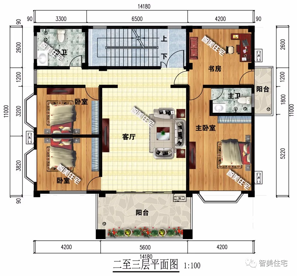 结婚|平屋面设计的一栋四层农村别墅，配大堂屋，限高地区也能建