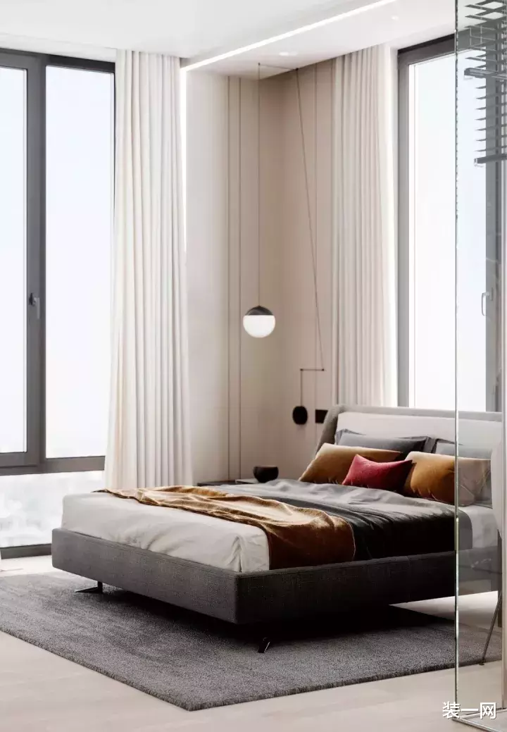 ▲超高颜值现代简约风设计，主卧两面落地窗，格调温馨大气！