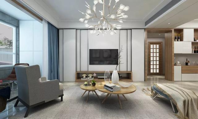 ▲135平装修效果图,谁说阳台一定要装推拉门?这样弄更漂亮