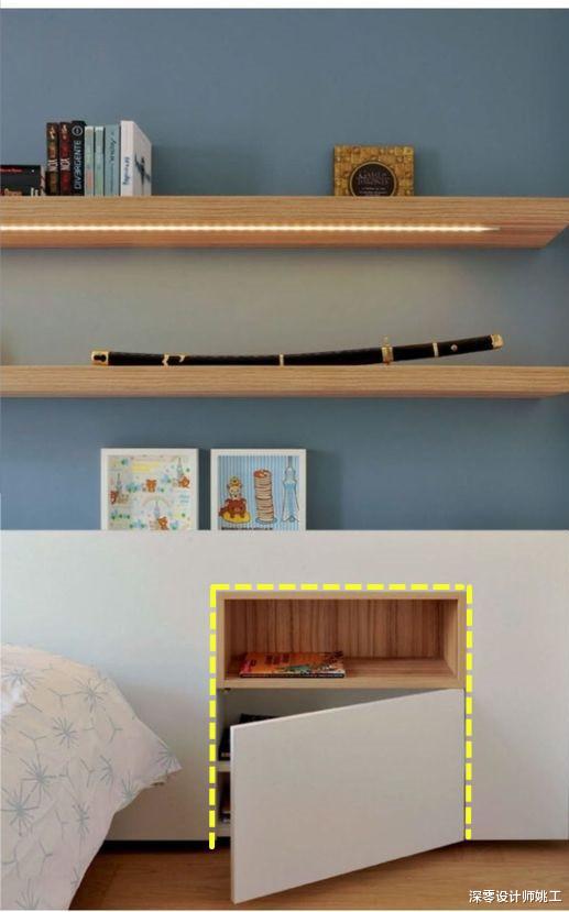 保利|砌30公分假墙，内嵌床头柜太有远见了，侧面还可轻松放下婴儿床