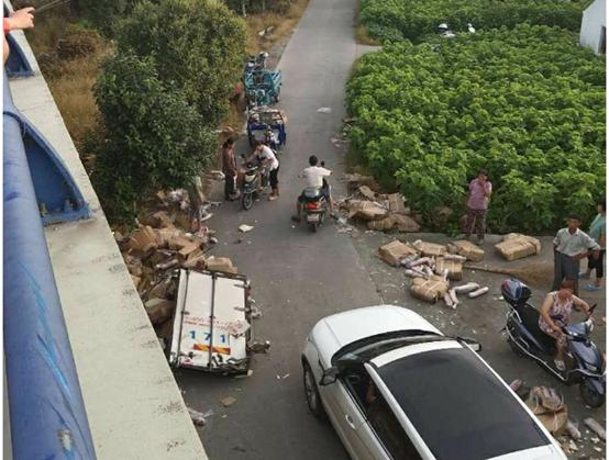 话晴空|货车被追尾，村民骑三轮车疯抢7吨猪肉：车门都被拖走，损失28万没法赔