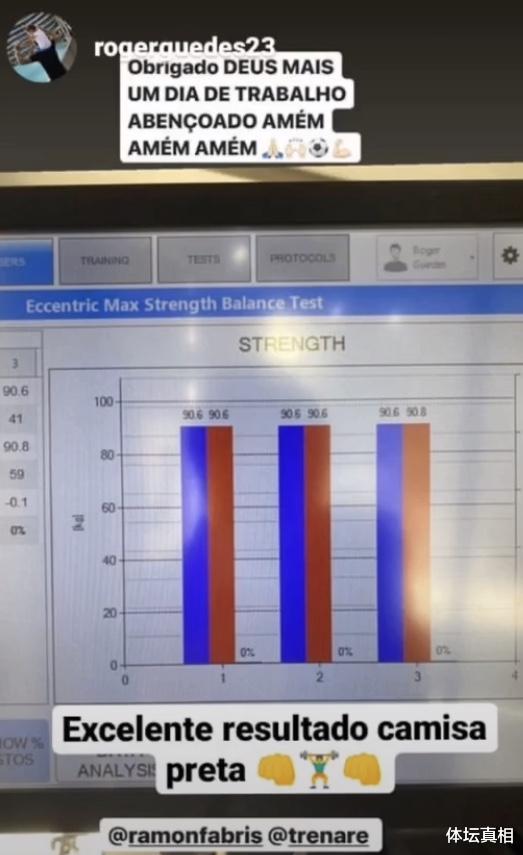 #山东鲁能#鲁能外援晒特训成绩单，力量值超90分，私人教练评价：完美的结果