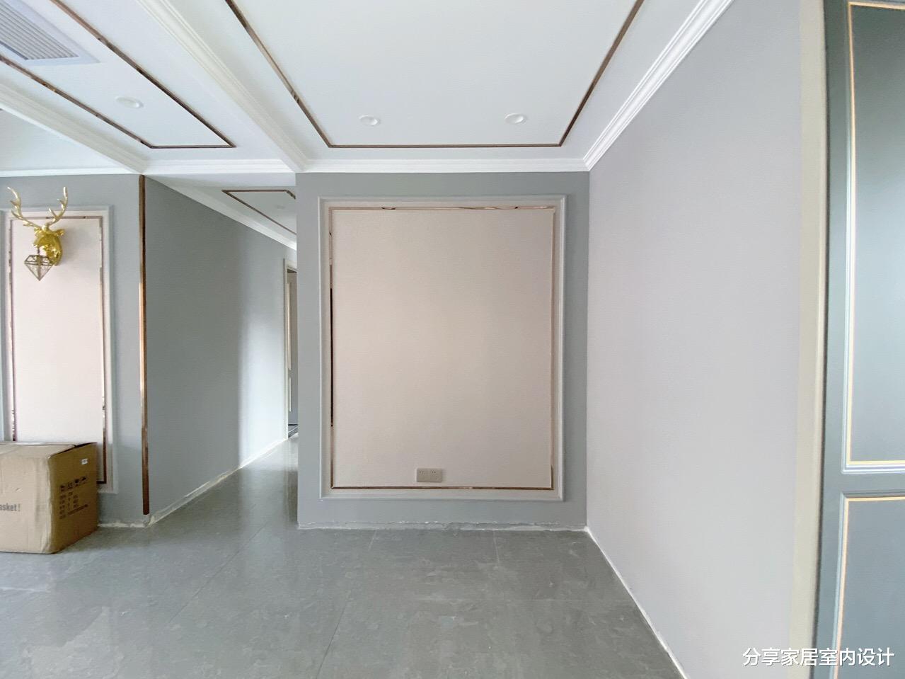 「」她家120平新房，还没布置齐家具就很漂亮，电视墙超喜欢，晒晒！