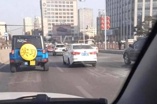 大众朗逸@东北“最牛”牧马人，看到车后实习标志后，交警：停下聊聊