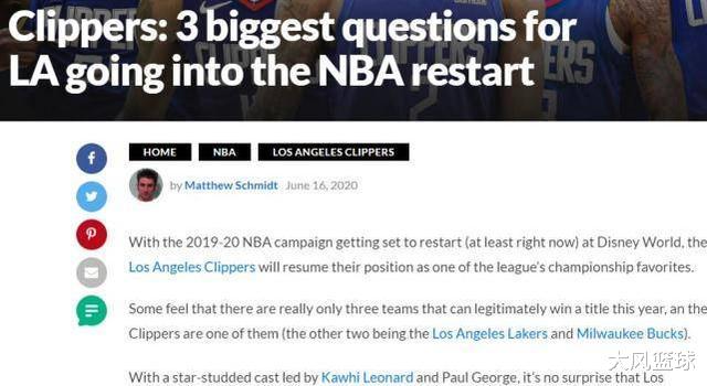 #快船队#快船难夺冠?美媒指出快船三大问题,每条都有可能让快船提前出局