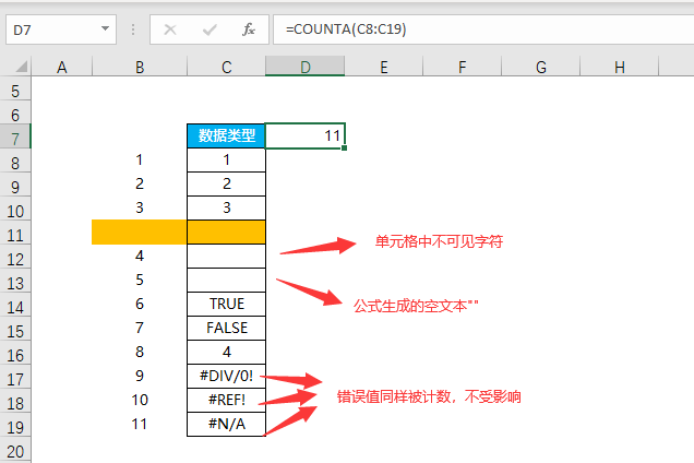 金士顿|Excel中如何计算非空单元格个数，COUNTA函数了解一下~