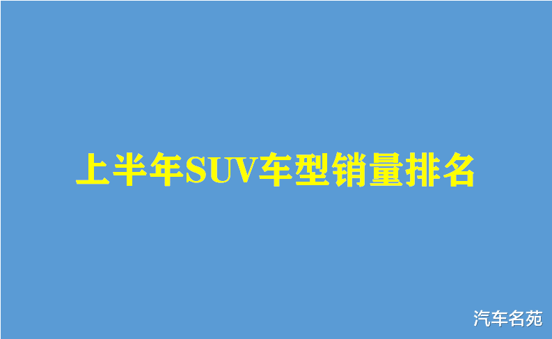 SUV|官宣！上半年SUV车型销量排名出炉：本田CR-V第4，奇骏第8，瑞虎8仅排29！