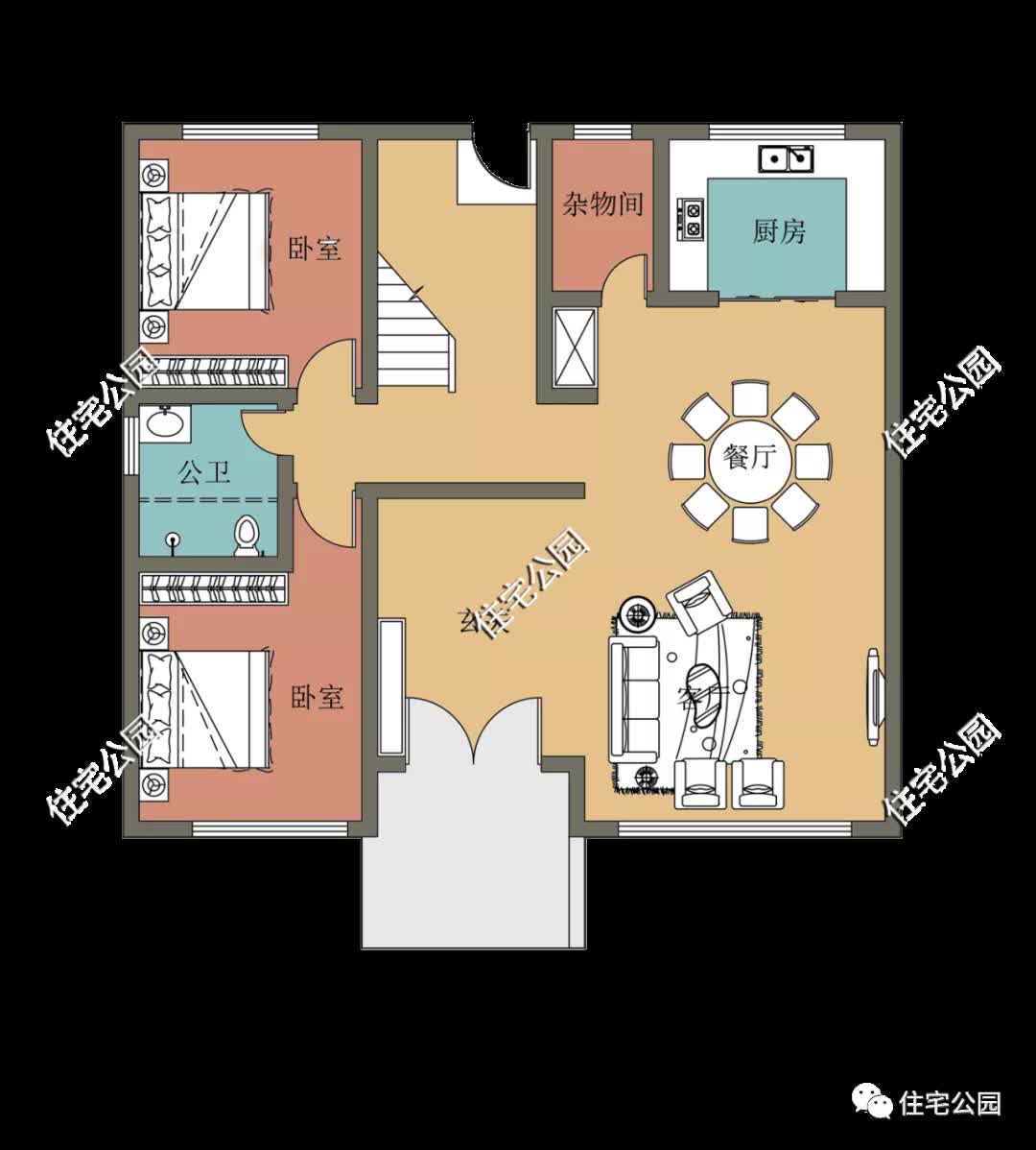 |12×11米现代风三层别墅，挑空客厅、屋顶凉亭全都有