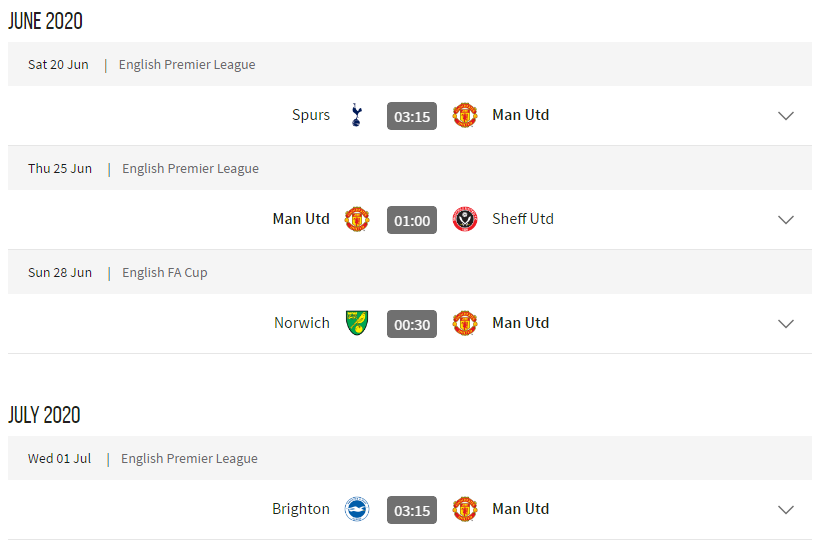 裸眼3D■英超官宣公布复赛赛程，Big6前三轮对手曝光，红军有可能本轮夺冠