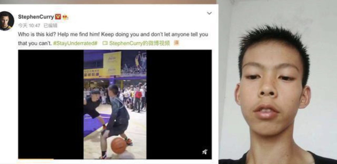 【斯蒂芬·库里】中国独臂少年走红美国，库里送大礼，火箭球星更爽快：你穿多大鞋