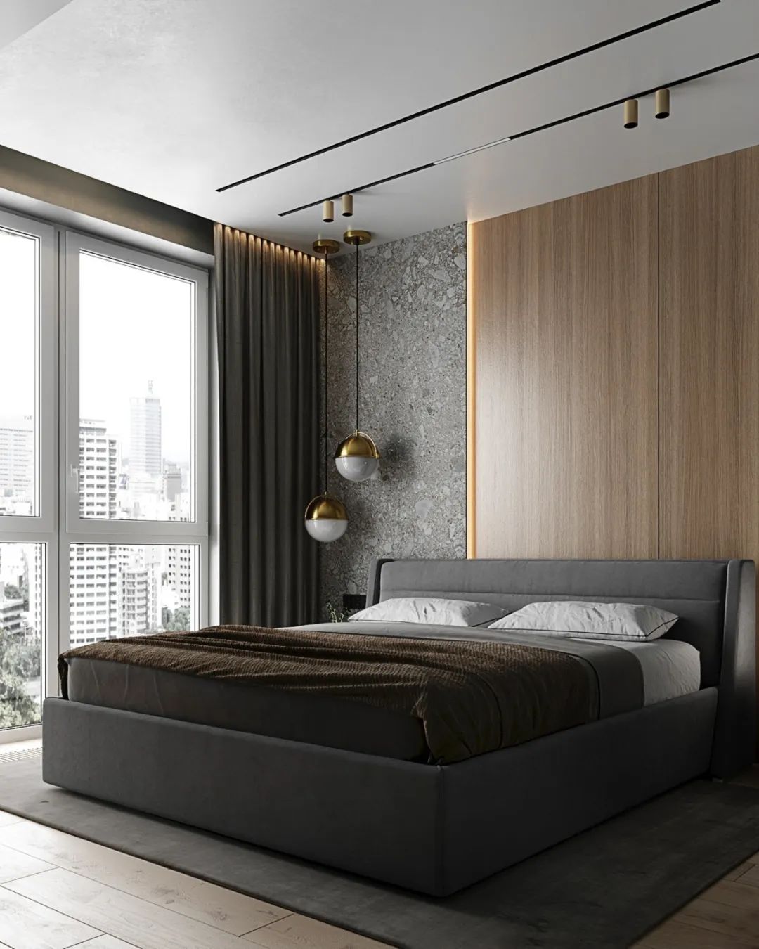 |西安谷空间设计：一厅三室，灰色+木色，高级！