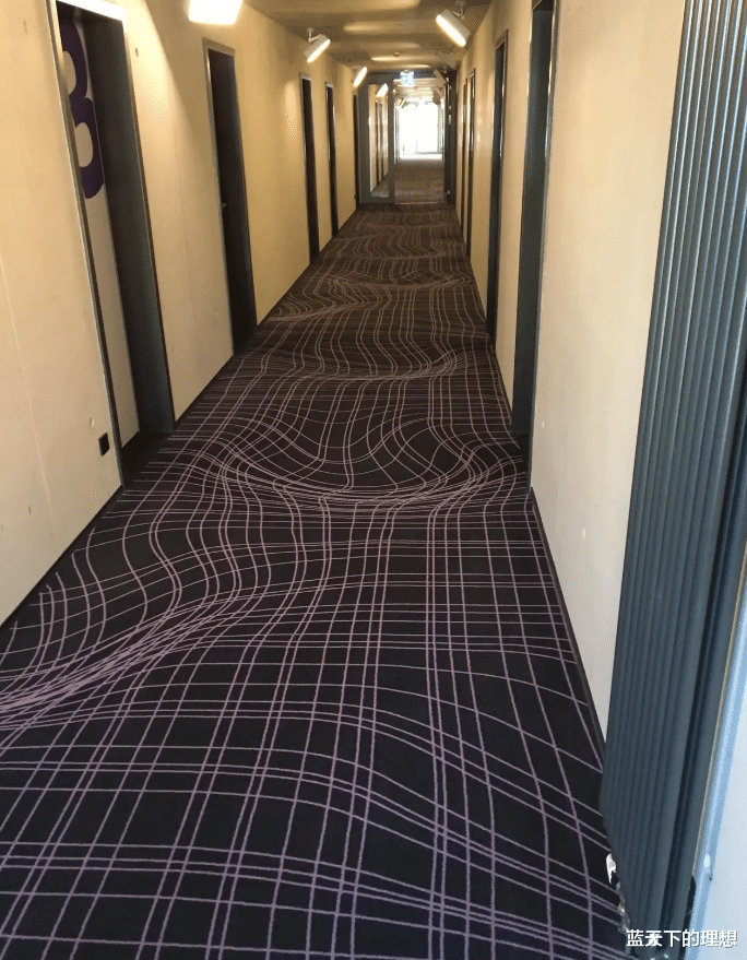 |“快捷酒店地板装修成这样子，哈哈...刚出电梯两腿就发软了！”