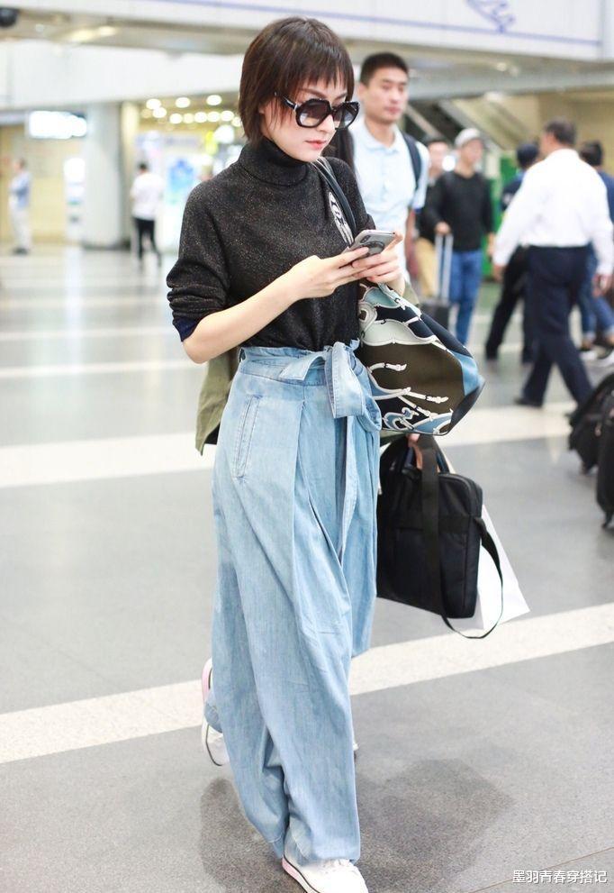 阔腿裤|吴昕终于留对发型，高领毛衣配阔腿裤时髦洋气，狗啃式短发太减龄