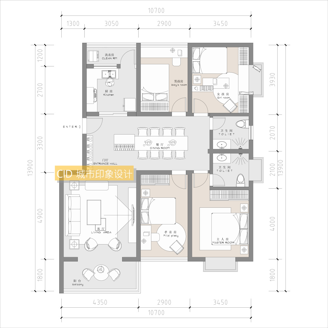 |14万整装140平四室两厅，家具家电都一起搞定