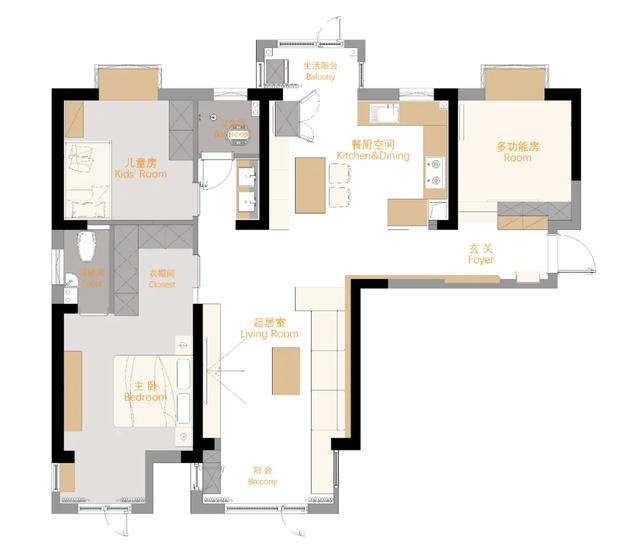 『』108㎡原木风三室装修,实用又惊艳,原木色+开放式厨房超漂亮