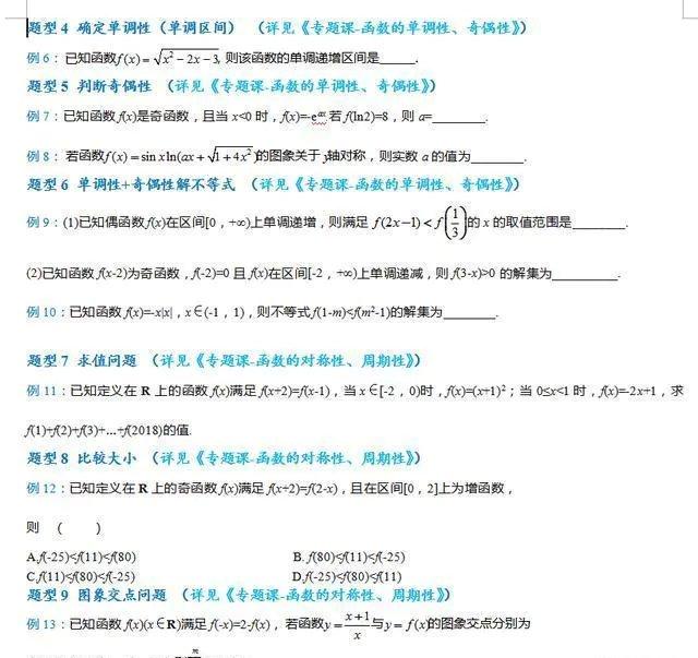 【数学】2020高考数学：分章节汇总题型资料，超全重点，家长打印给孩子