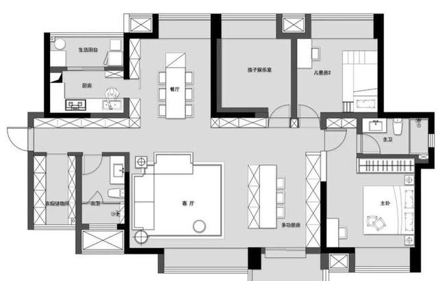 ▲参观135平米新房装修，完工效果比样板房漂亮，客厅大飘窗超实用