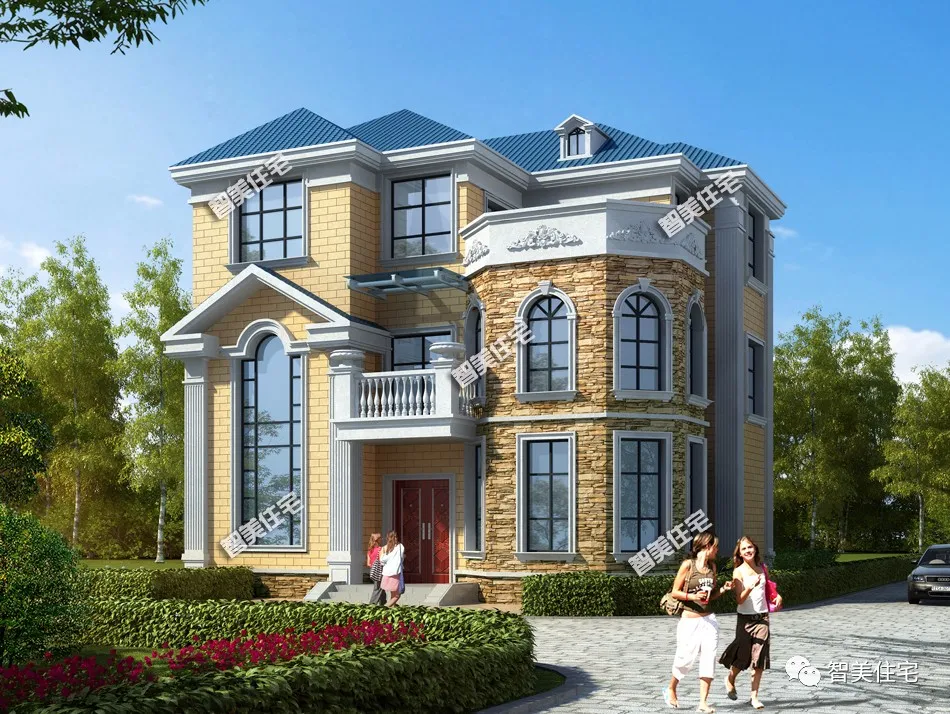 「」客厅挑空设计的两栋别墅，颜高布局好，老爸拍板建房就定它