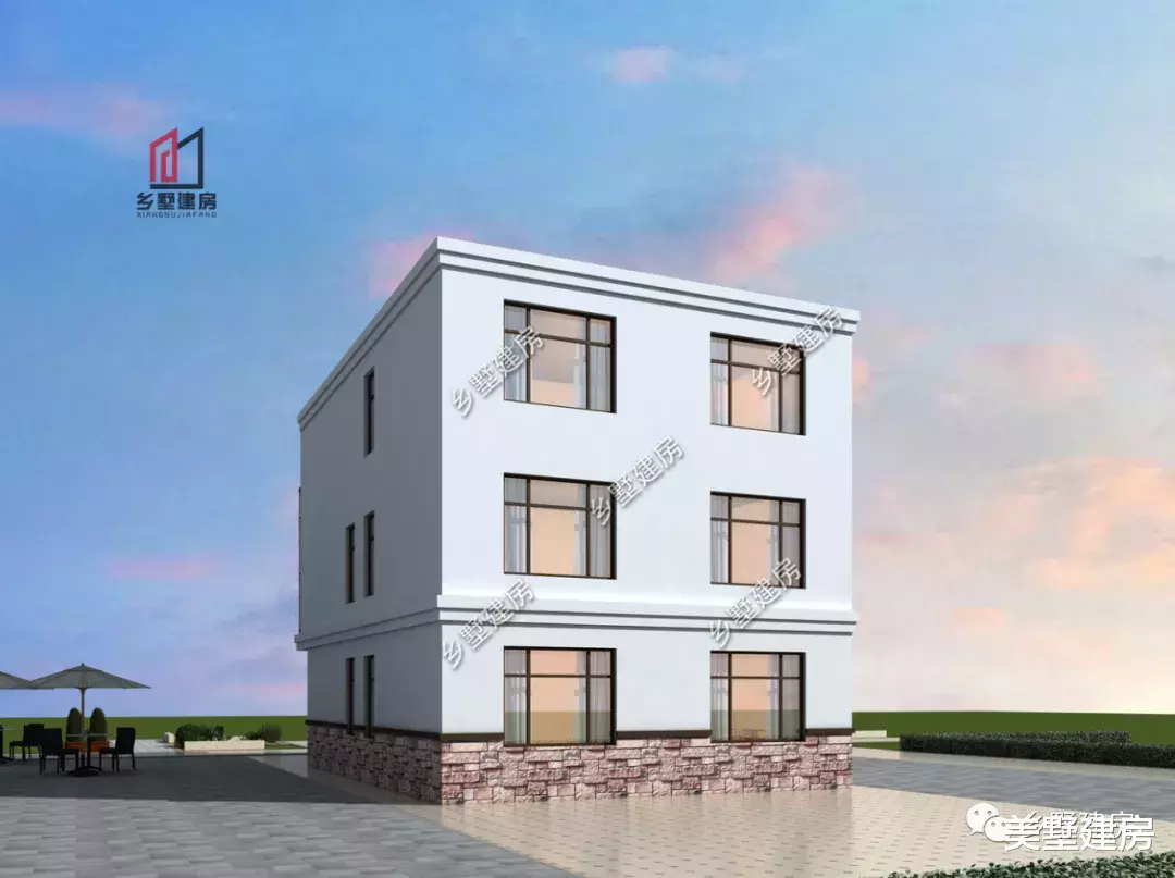 |简洁明快平屋顶别墅,经济又美观,收藏了回去盖!