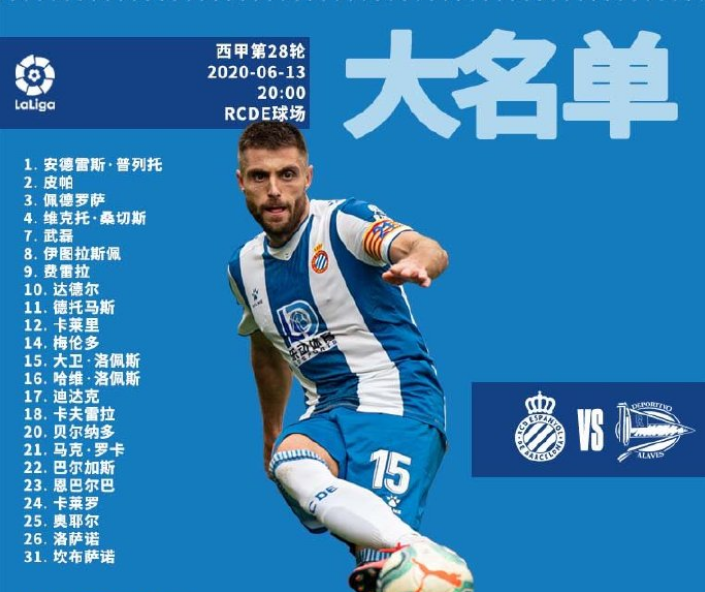 【武磊】武磊的比赛要来了!西班牙人23人名单公布,细节暗示他或无缘首发