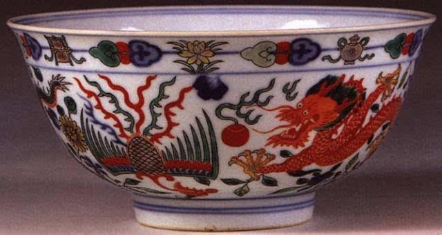 ##清代御用瓷器之五彩龙凤纹碗赏析