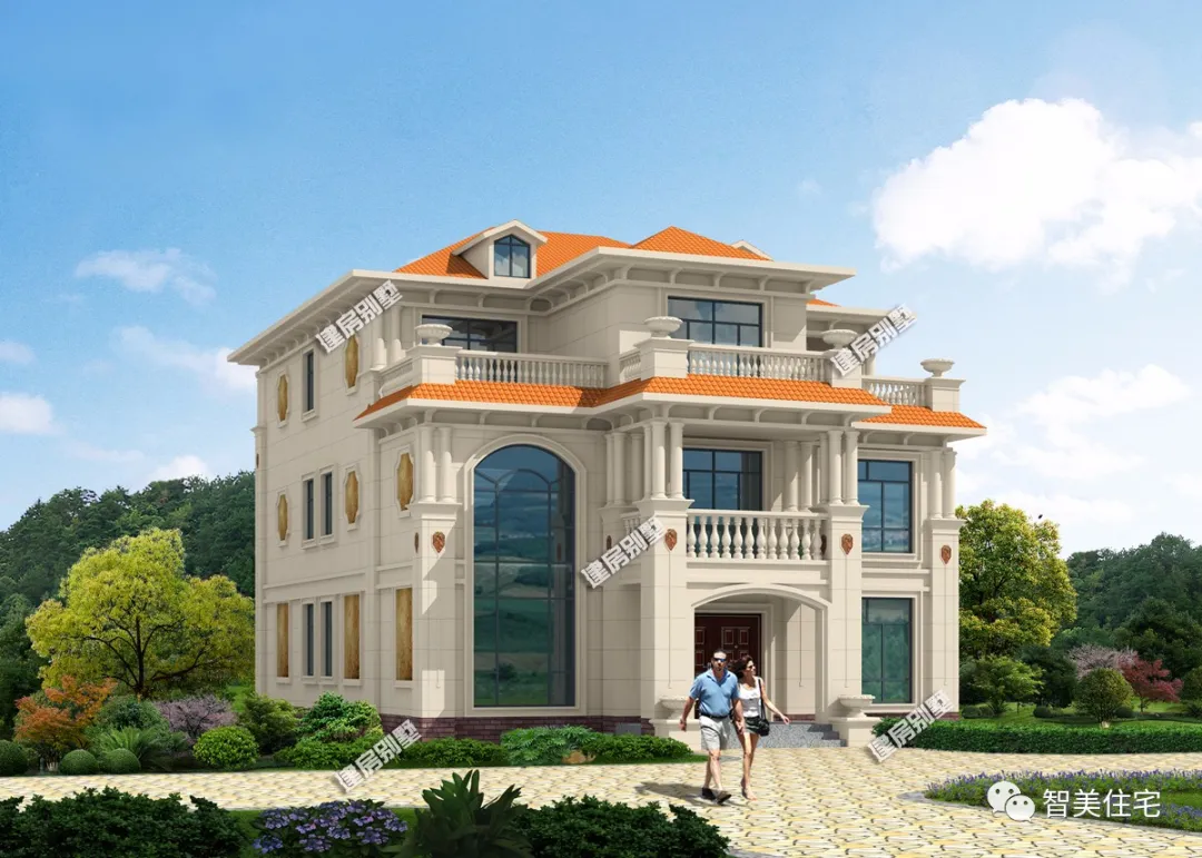 |客厅挑空设计，简欧风格设计的两栋豪宅，有地有钱我选择这样盖房