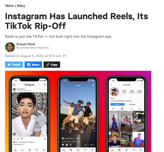 tiktok|美国媒体惊呼：Facebook这是在赤裸裸地抄袭TikTok！