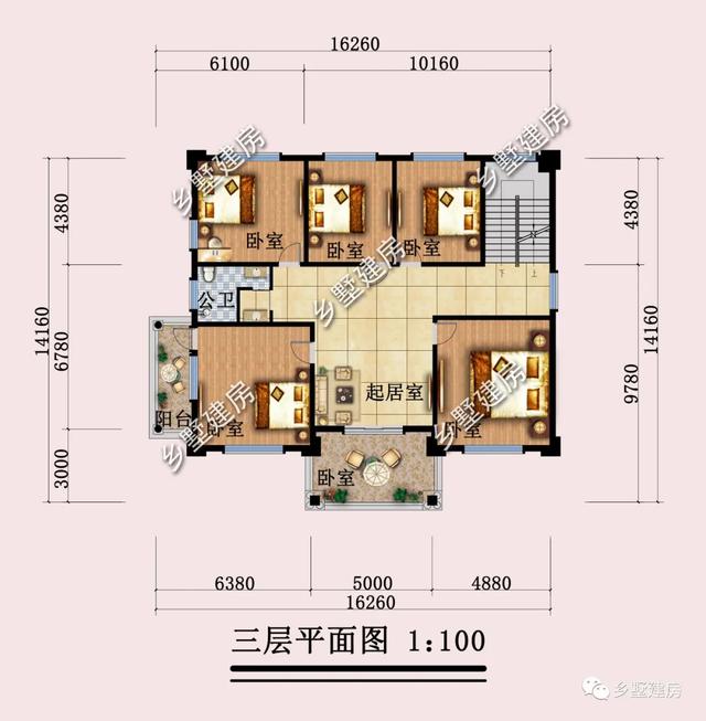 []16X14米豪华四层别墅，设计格调满满，打造高品质农村生活！