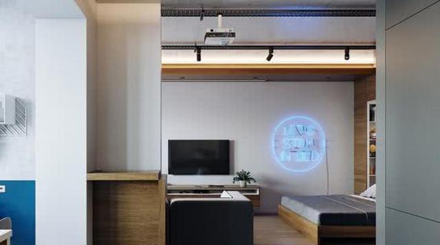 梦想中的一居室，床被“挂”在墙上，47㎡搞得比两室还舒服