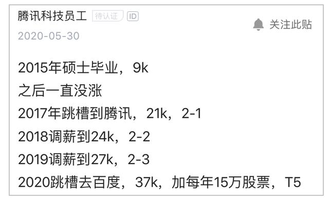 百度|百度T5工作5年，月薪从9K到37k，股票从0到15万，他是如何做到的