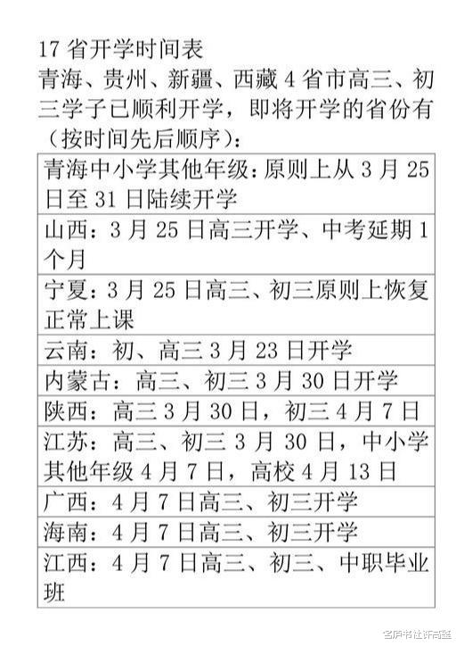 江苏省▲好消息,这17省开学时间定了,请家长和老师们做好准备
