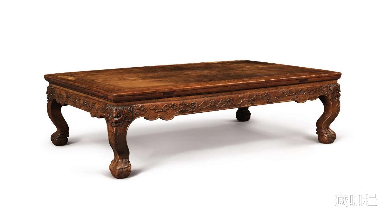 银行|一条腿断成三节，黄花梨梅纹炕桌37万成交