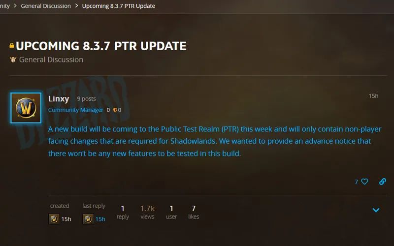 「魔兽世界」魔兽世界8.3.7本周登录PTR,9.0又近了一些