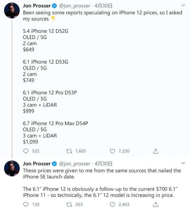 『iphone12』iPhone12 再次的确定，高低配的差异稍微有点大~