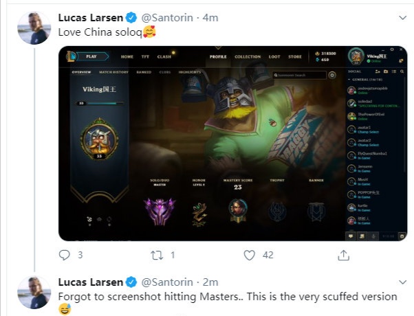 金泰相|国外选手已经放弃峡谷之巅？Doinb：他们早跑了，现在在找韩服账号！