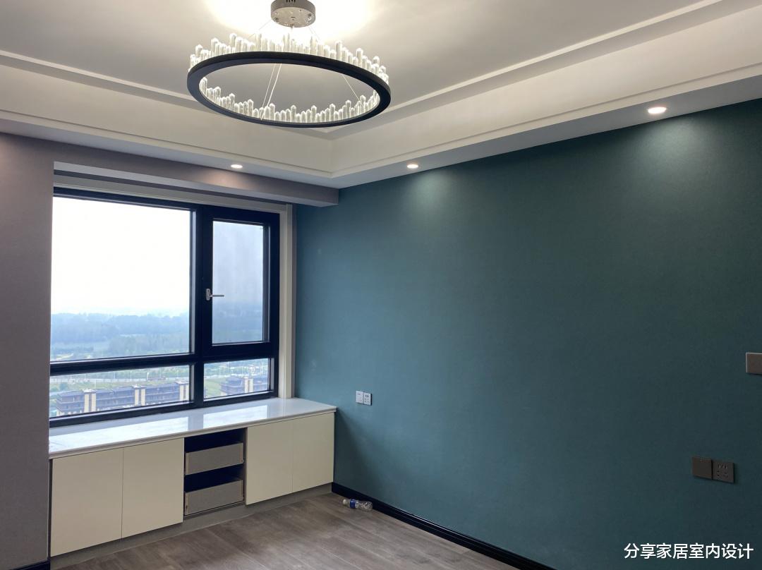 |新房装修完工,墙面选择网红款的颜色很漂亮,悬空电视墙很大气!