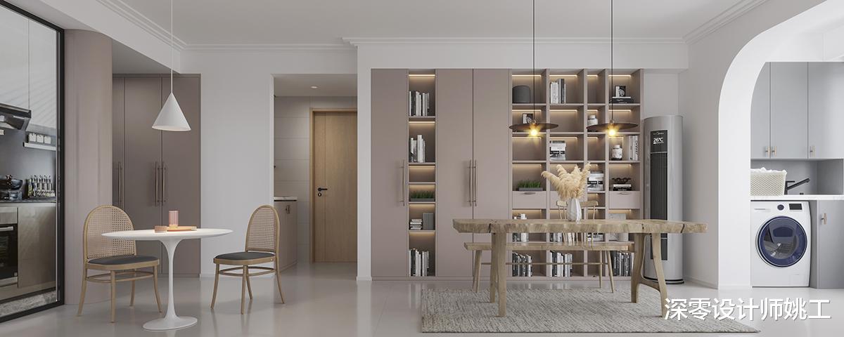 「」真看不出来她家只有87㎡，客厅取消沙发和茶几，一眼望去分外明亮