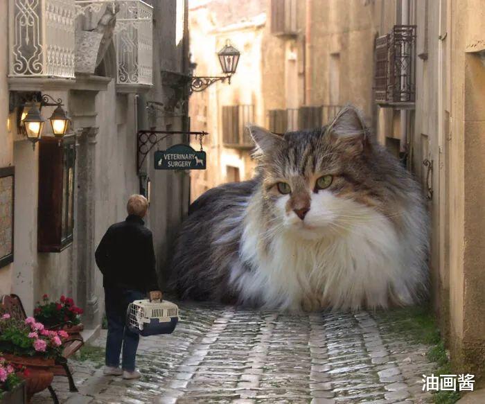 |巨型生物“入侵”城市,与环境十分契合,让人看不出PS的痕迹