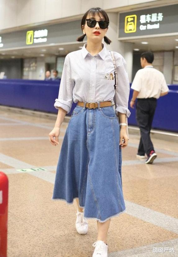 衬衫■吴昕衣品开挂，职业风衬衫搭配牛仔裙，双马尾小辫太减龄