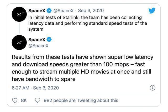 |星链网在“无意”中正式暴露官方测试速度，超过100Mbps