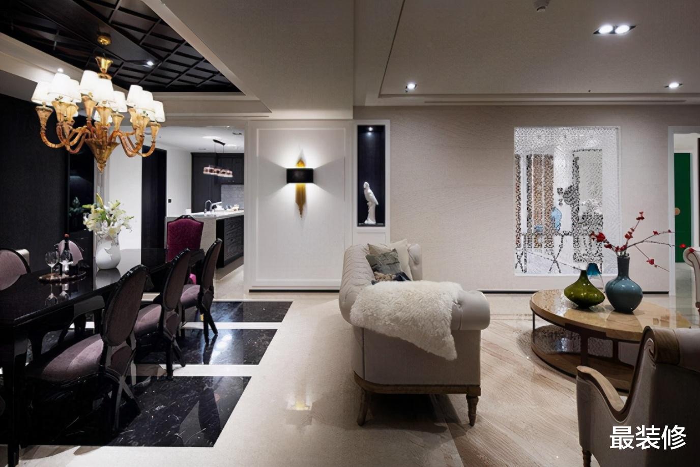 |379平奢华大平层，全屋设计华丽“壕气”，孔雀绿窗帘太抢眼