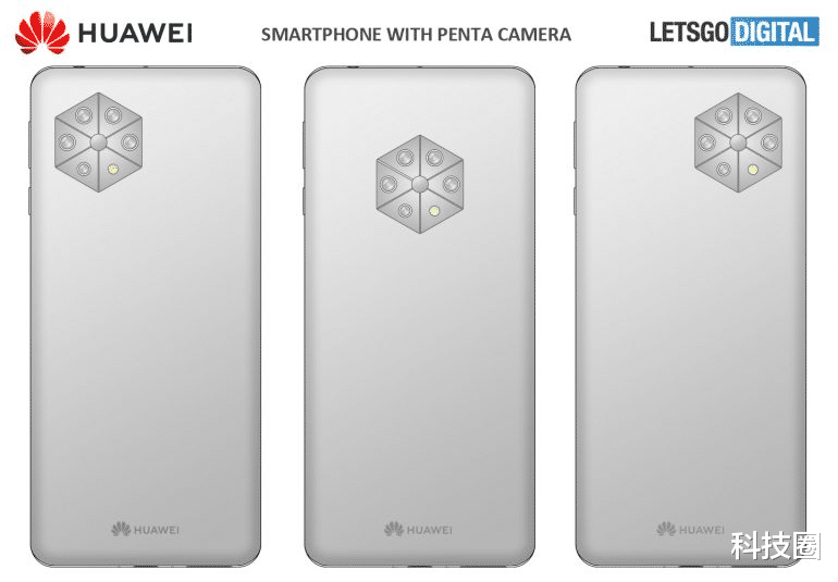 华为|华为申请了全新的外观专利，五摄六边形设计首度曝光
