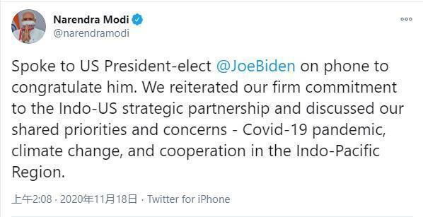 印媒：莫迪與拜登通電話，重申印美戰略夥伴關系承諾-圖2
