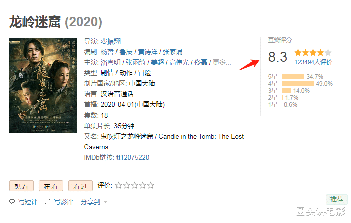豆瓣@2020年五部高分电视剧：《龙岭迷窟》只能第三，第一豆瓣高达9.0